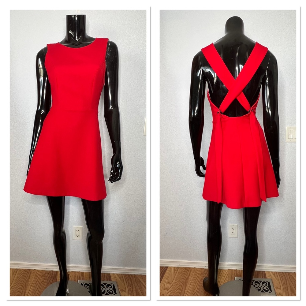 Zara Basic Collection Cross-Back Red Cocktail Dre… - image 2
